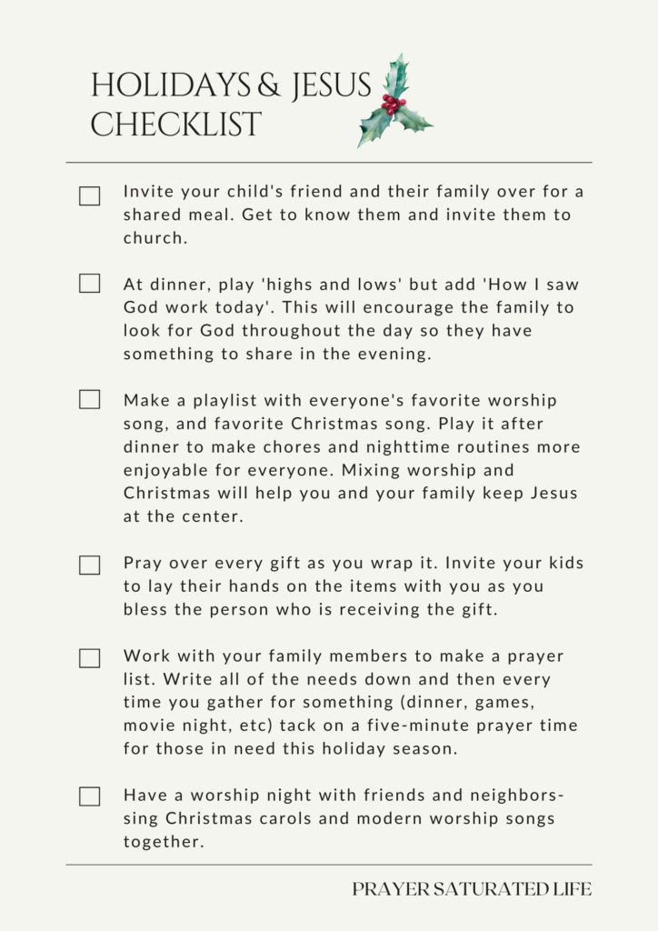 A Checklist for the Holidays and Jesus.